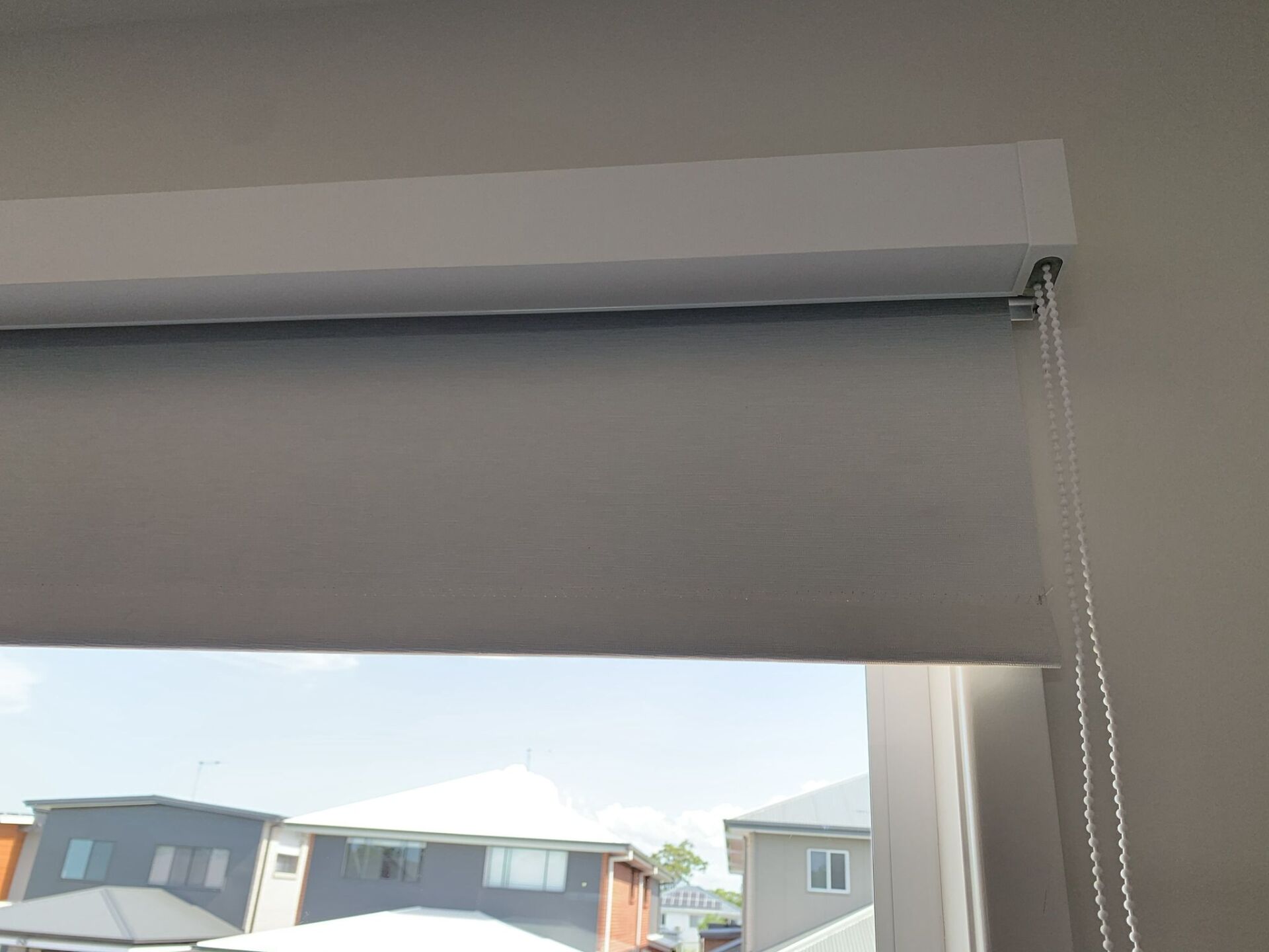 White Chain Roller Blinds — Studio Curtains & Blinds in Brisbane, QLD