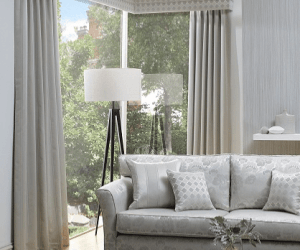 White & Grey Living Room Concept — Studio Curtains & Blinds in Mount Gravatt, QLD