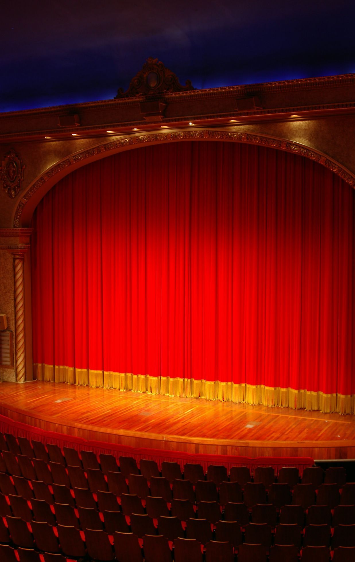 Red & Yellow Stage — Studio Curtains & Blinds in Mount Gravatt, QLD