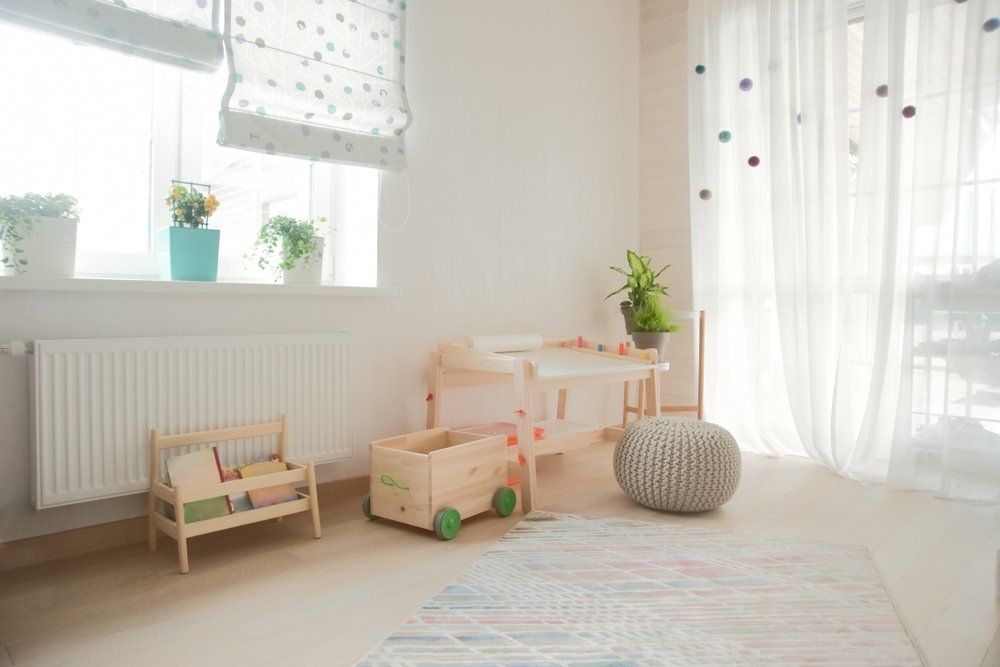 Kindergarten Room With White Curtains — Studio Curtains & Blinds in Mount Gravatt, QLD