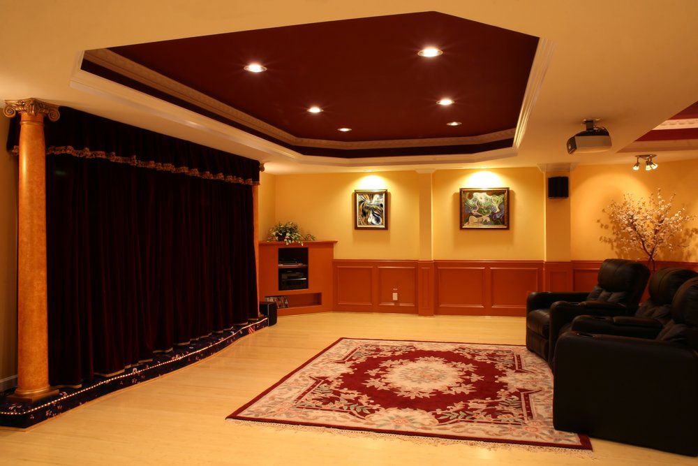 Luxury Home Theatre — Studio Curtains & Blinds in Mount Gravatt, QLD