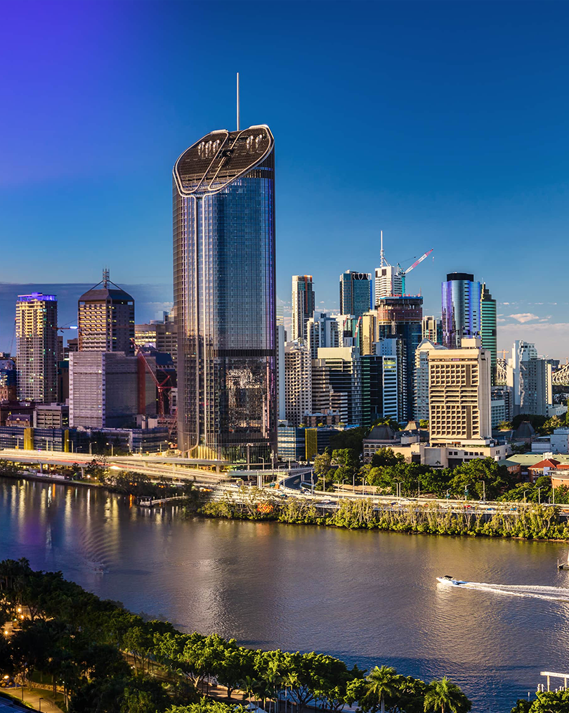 An Aerial View of a City With a River in the Foreground — Studio Curtains & Blinds in Brisbane Southside, QLD