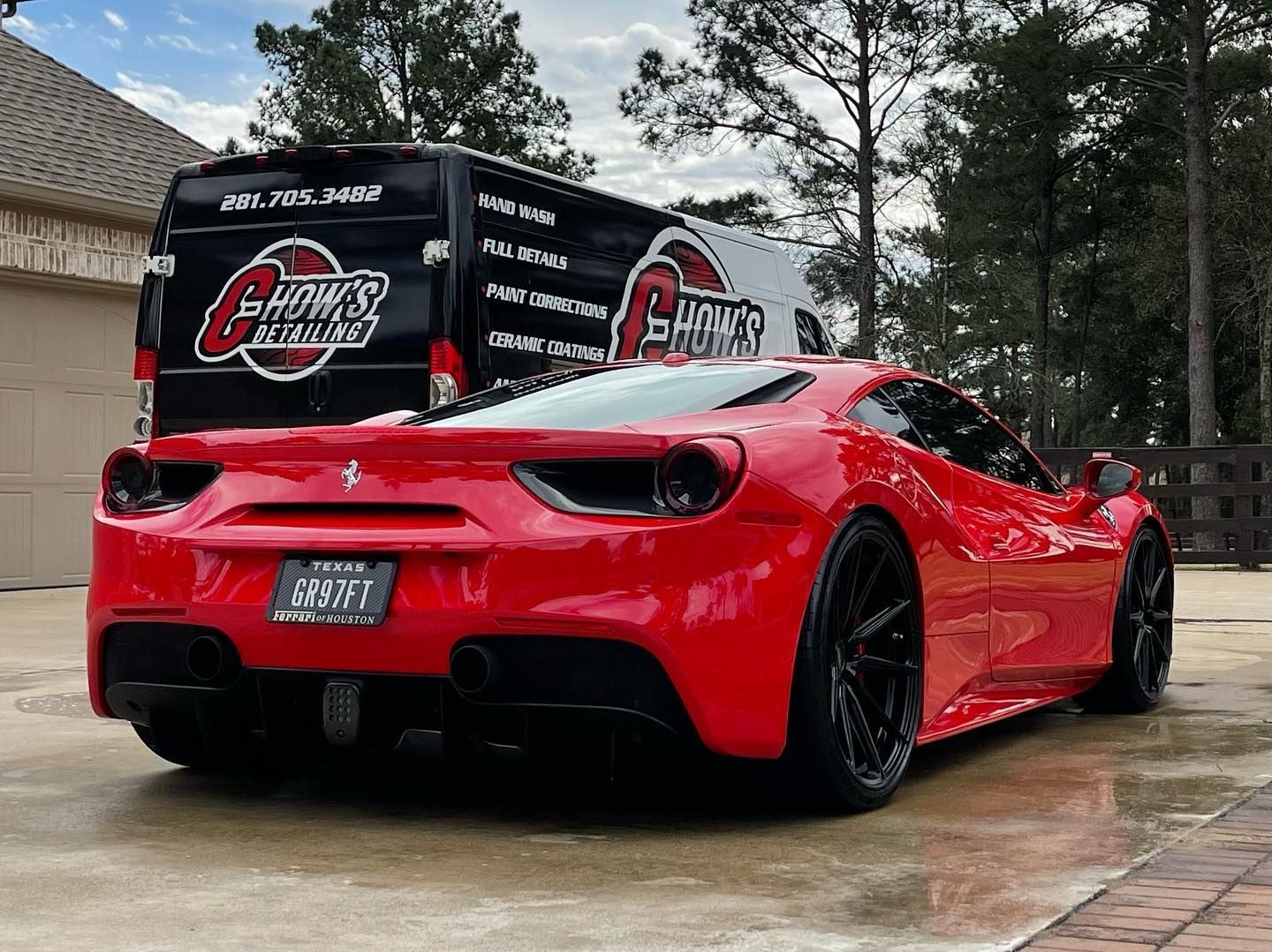 red car with ceramic coating in Houston, TX