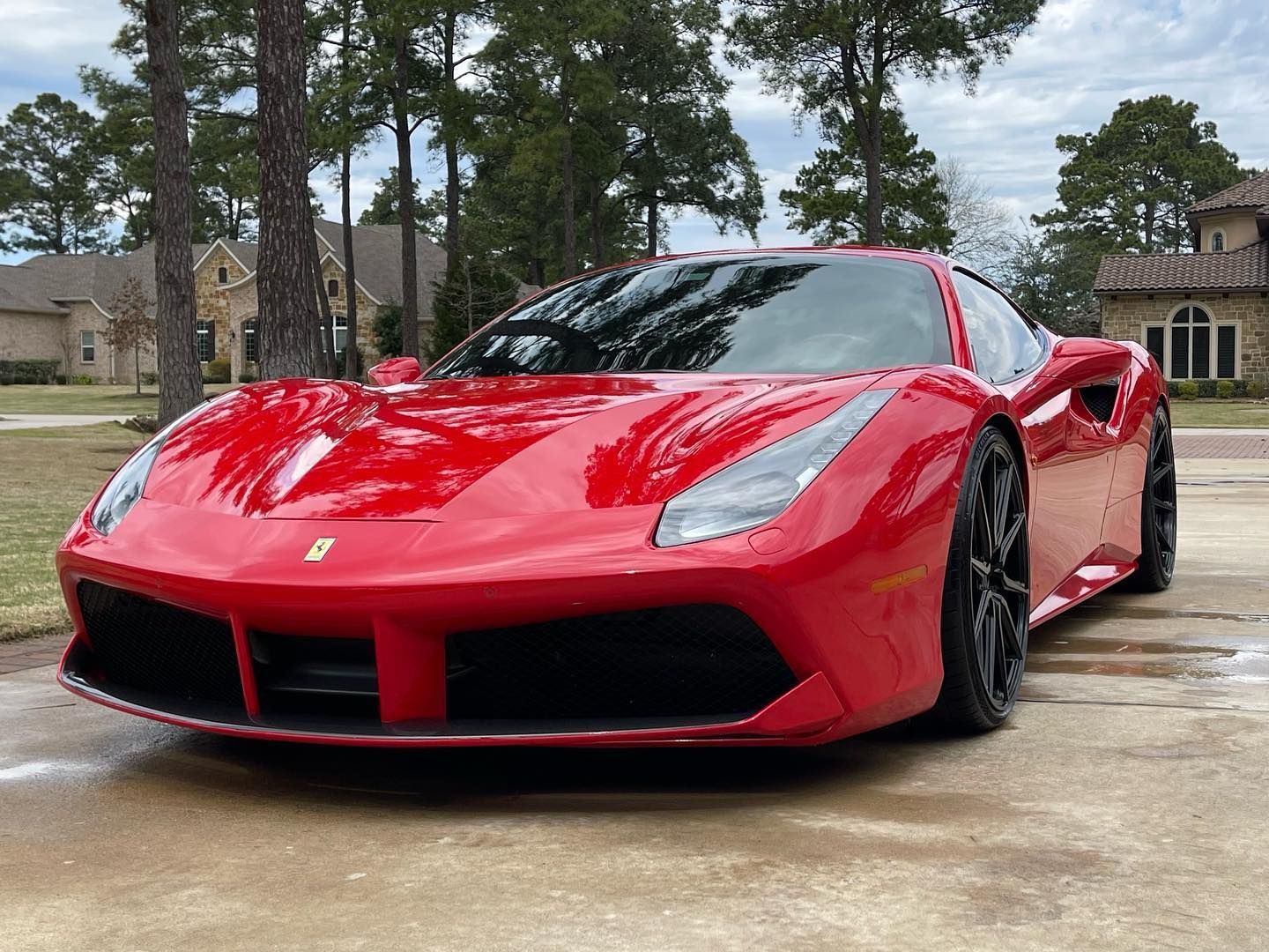 red car with ceramic coating parked outside