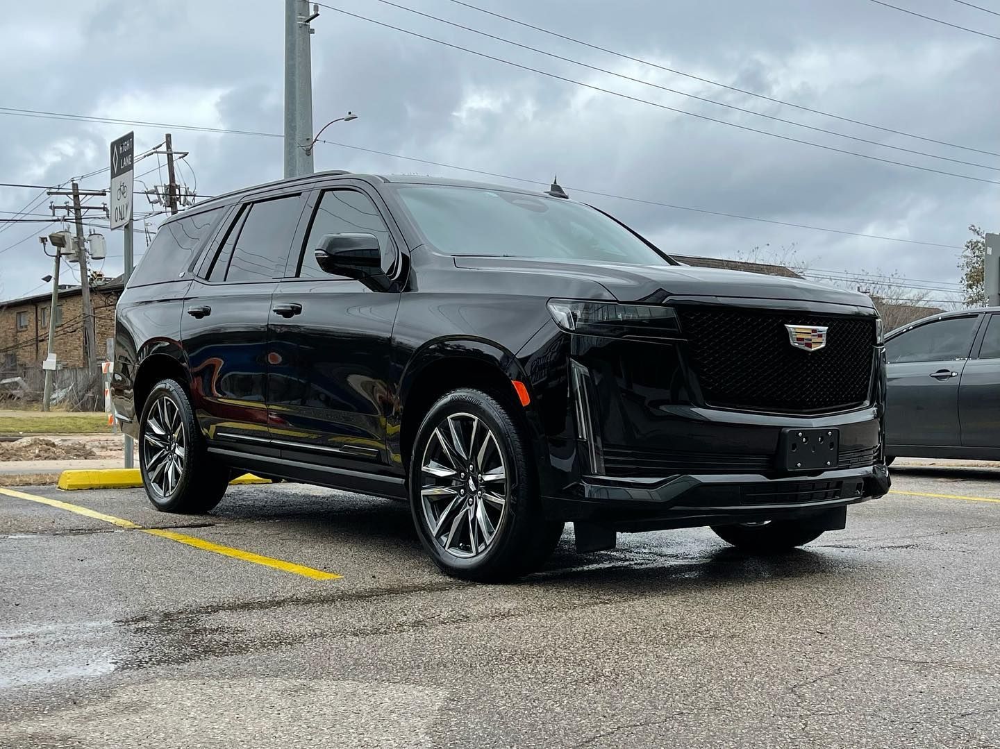 black SUV in the parking