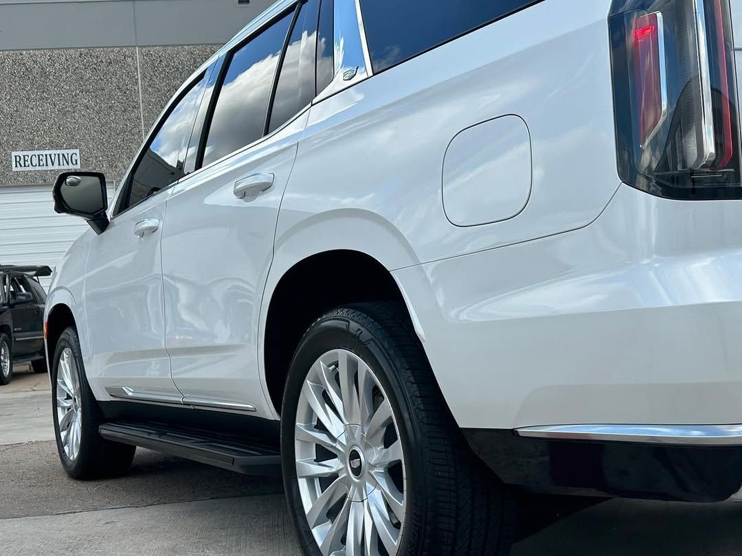 white vehicle with ceramic coating parked outside