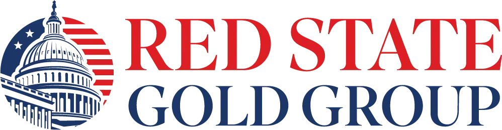 A red state gold group logo with a picture of the capitol building.