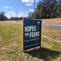 A sign that says hopes and fears free exhibition