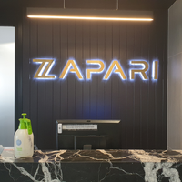A neon sign that says zapari on it
