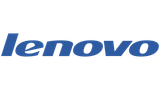 El logotipo de Lenovo es azul y blanco sobre un fondo blanco.