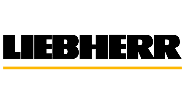 El logotipo de Liebherr es negro y amarillo sobre un fondo blanco.