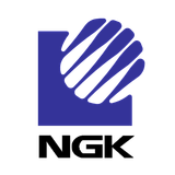 Un logotipo azul y blanco para NGK con un globo terráqueo en el medio.