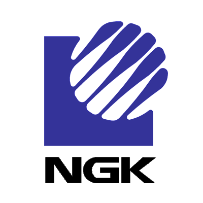 Un logotipo azul y blanco para NGK con un globo terráqueo en el medio.