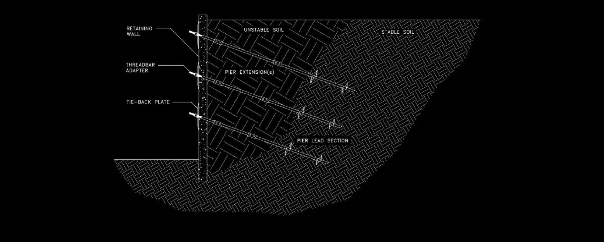 A black and white drawing of a staircase on a black background.