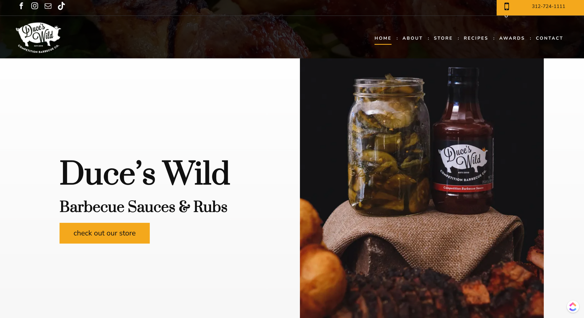 A screenshot of a website for duke 's wild barbecue sauces and rubs.
