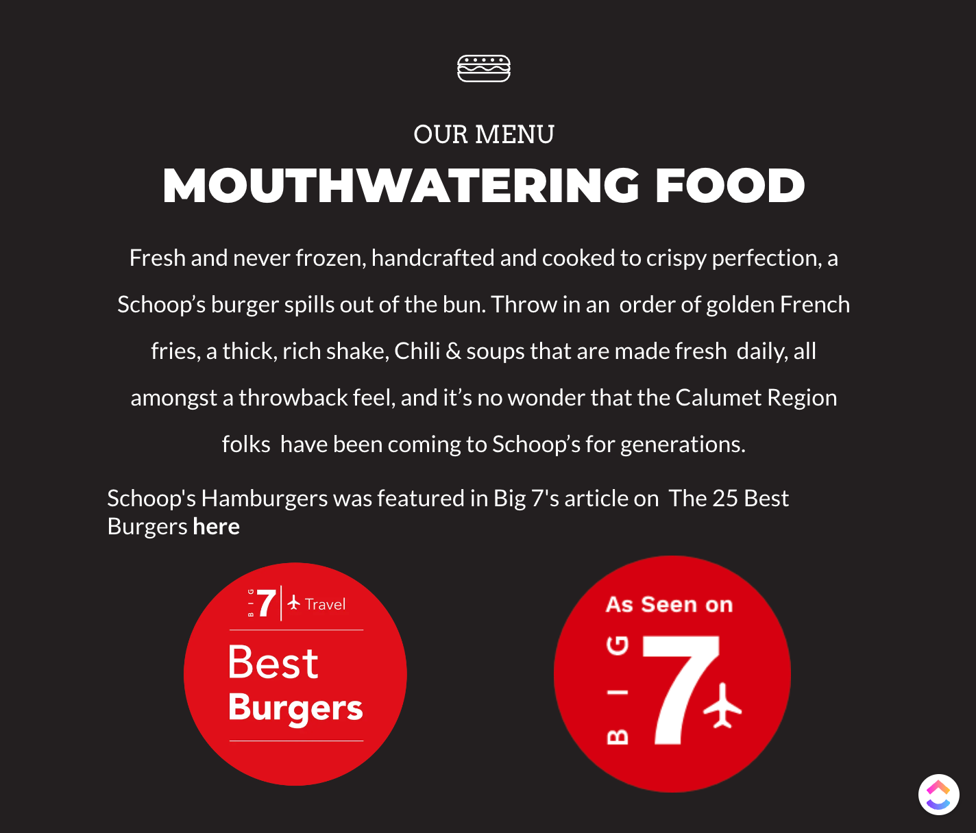 A menu that says mouthwatering food on it