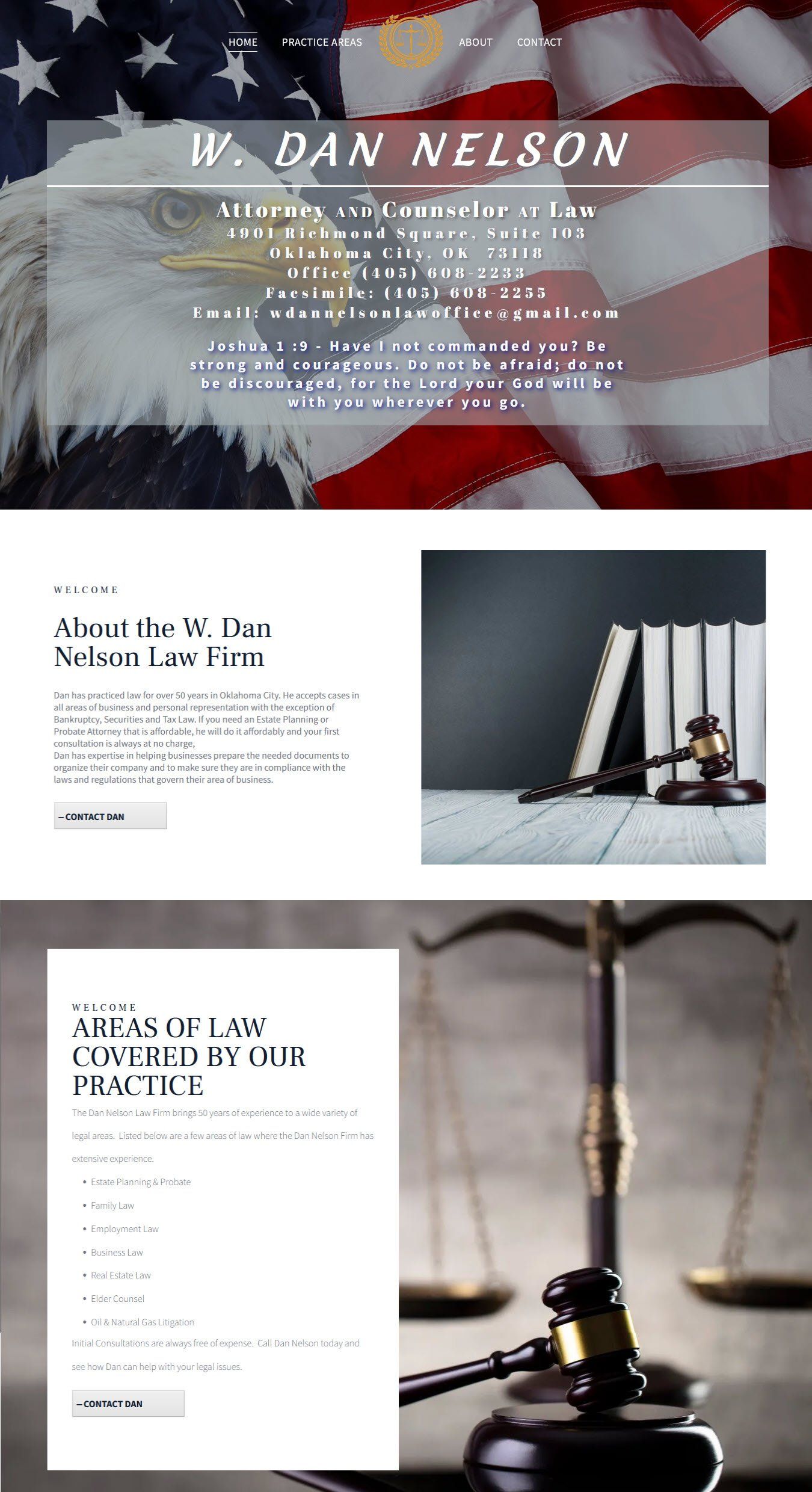 A website for a lawyer named dan nelson