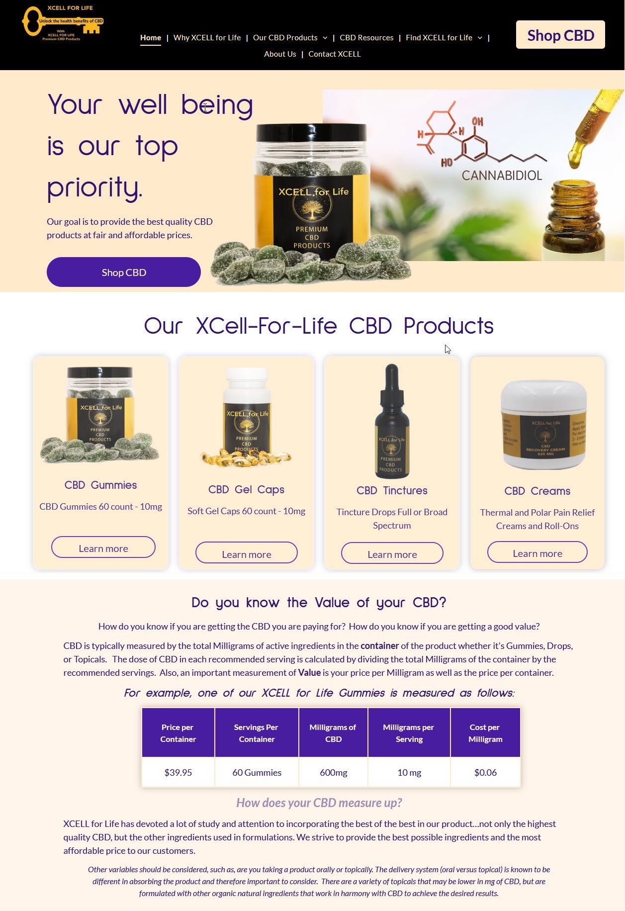 A website that says you well being is our priority