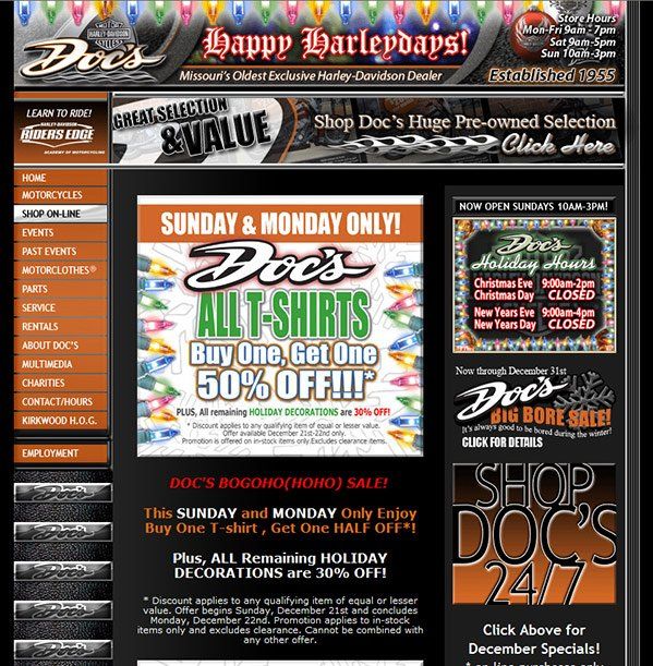 A website called happy harleydays has a sunday and monday only sale