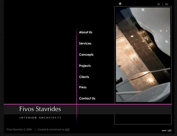 A web page for fivos stavrides interior architects