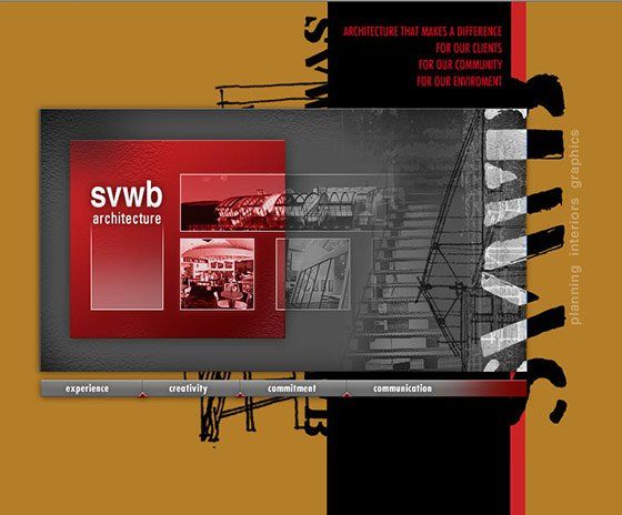 A website for svwb architects is displayed