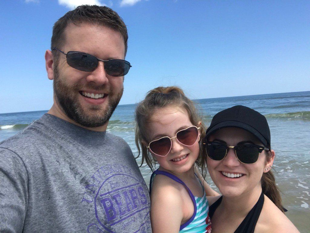 Tyler Schenebeck, factory certified tech at Harper's Service and his wife and daughter