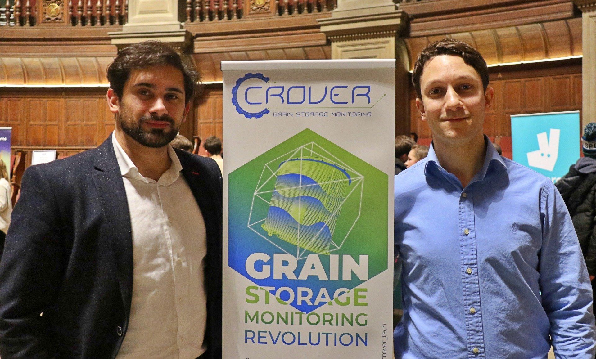 Crover Founder Lorenzo Conti (right) and Crover Operations and Industry Liaison Executive Gianlorenzo De Santis (left) at the 2020 Careers in Tech and Data Fair in McEwan Hall, Edinburgh