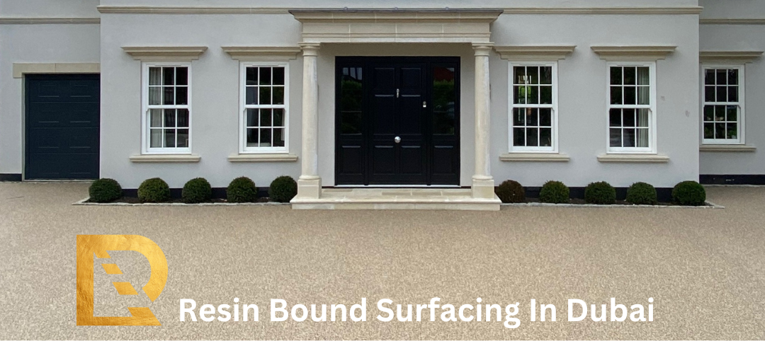 A large white house with a resin bound surface in dubai