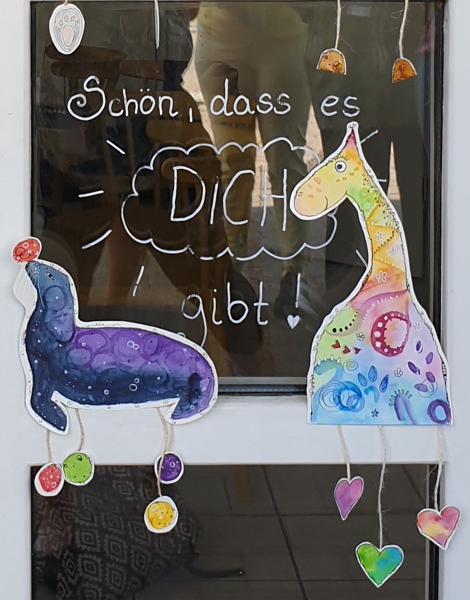 Aquarell, Robbe, Giraffe