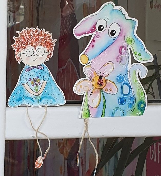 Aquarell, lustige Figuren, Kindergeburtstag