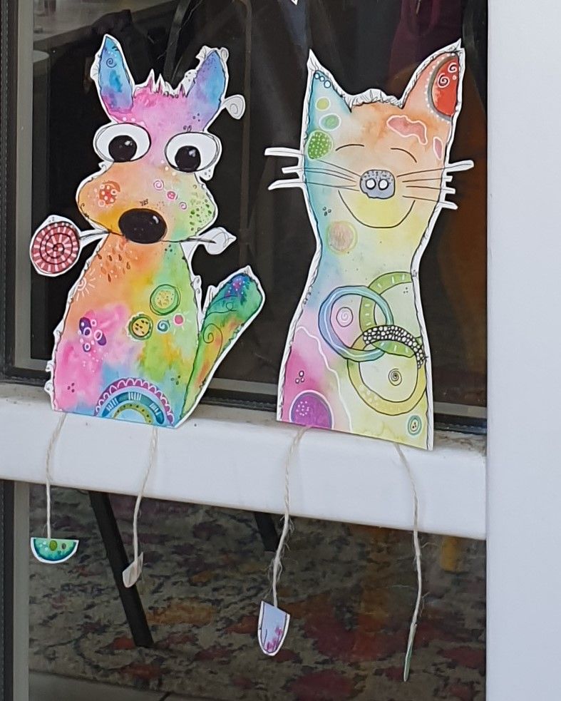 Aquarell, Hund, Katze