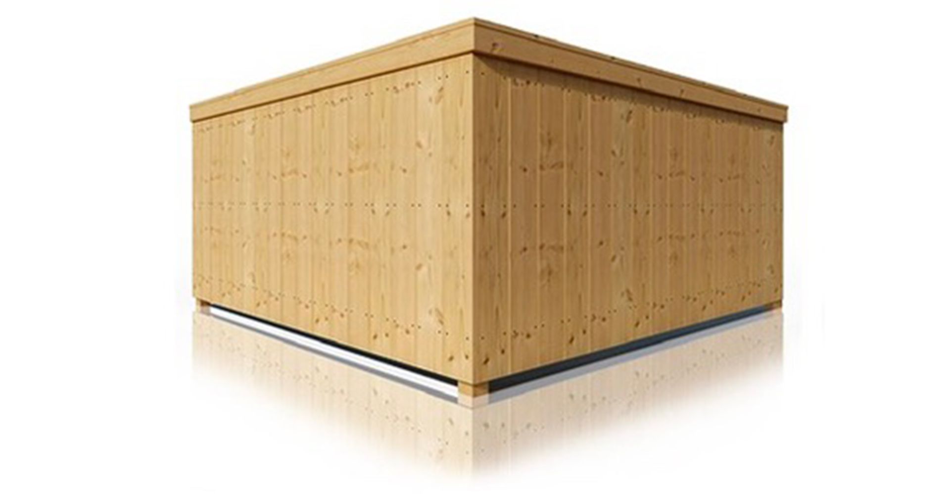A wooden box is sitting on a white surface.