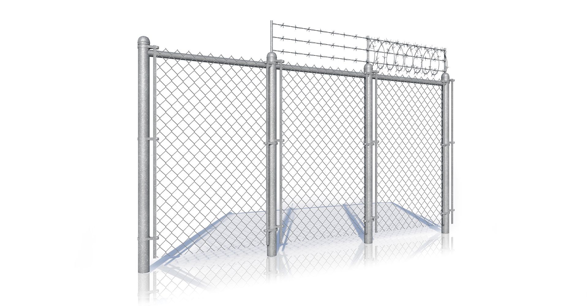 A chain link fence with barbed wire on top of it.