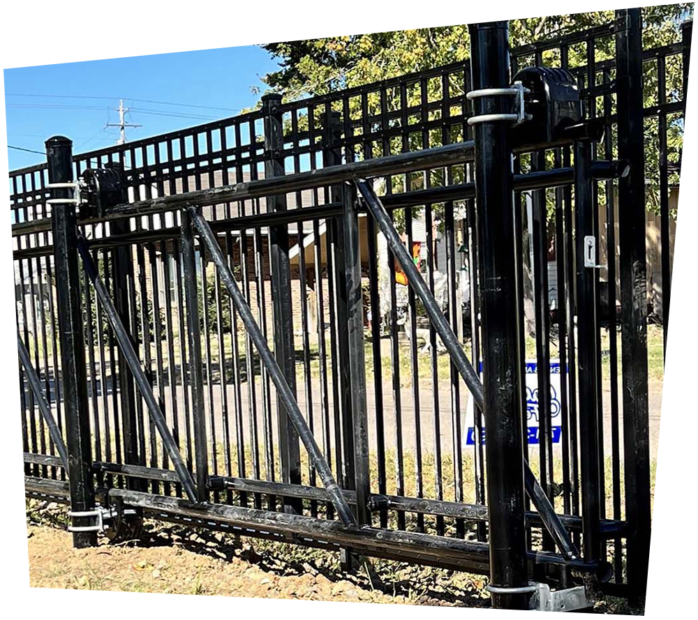 A wooden fence with trees in the background