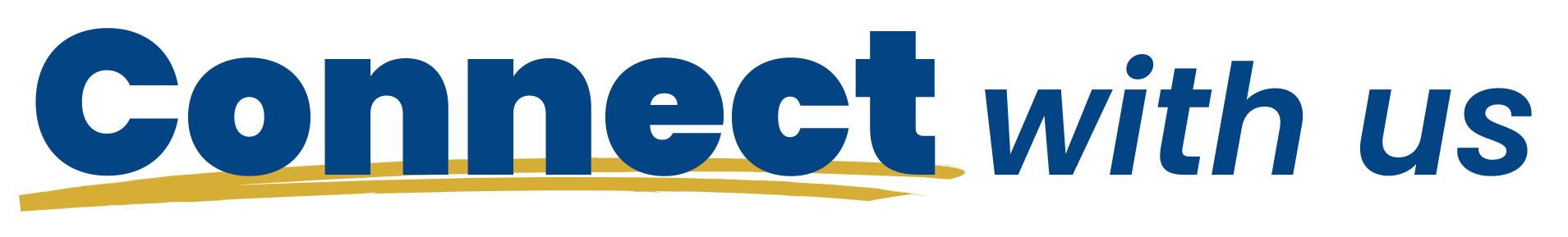 A blue and yellow logo that says connect with us