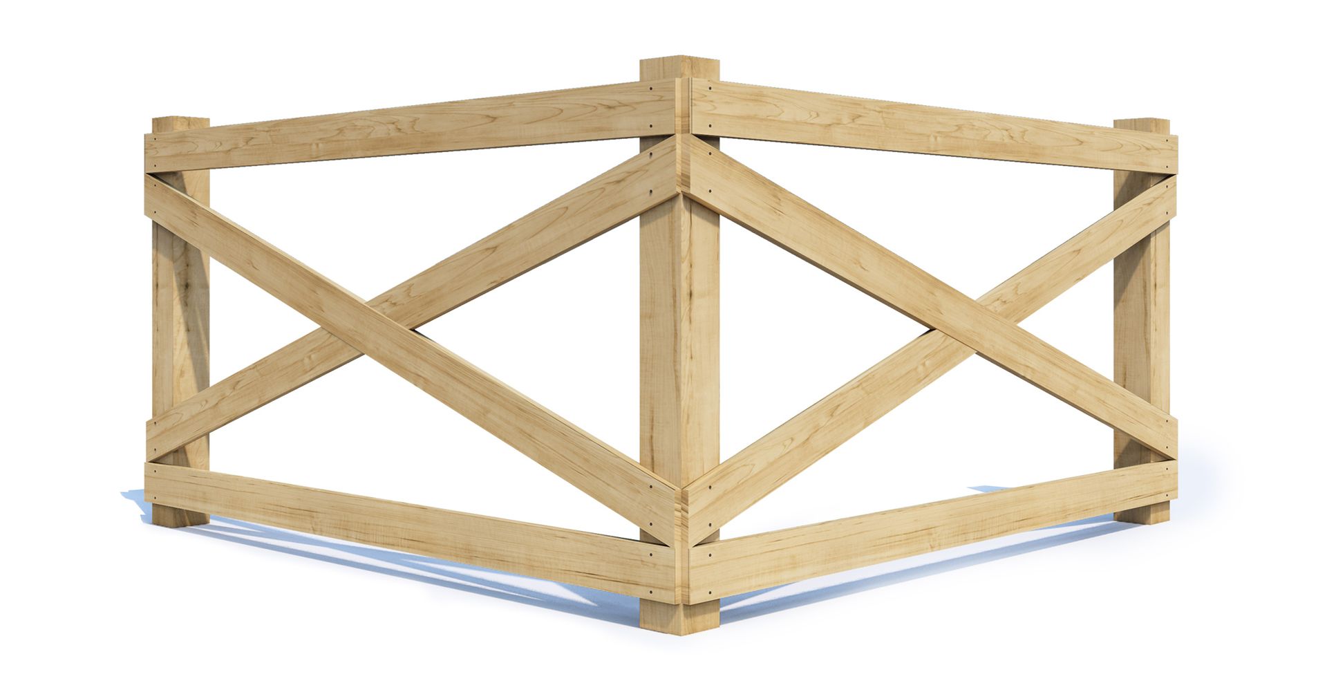 A wooden fence with a shadow on a white background