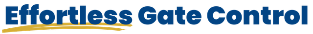 A blue and gold logo for effortless gate control