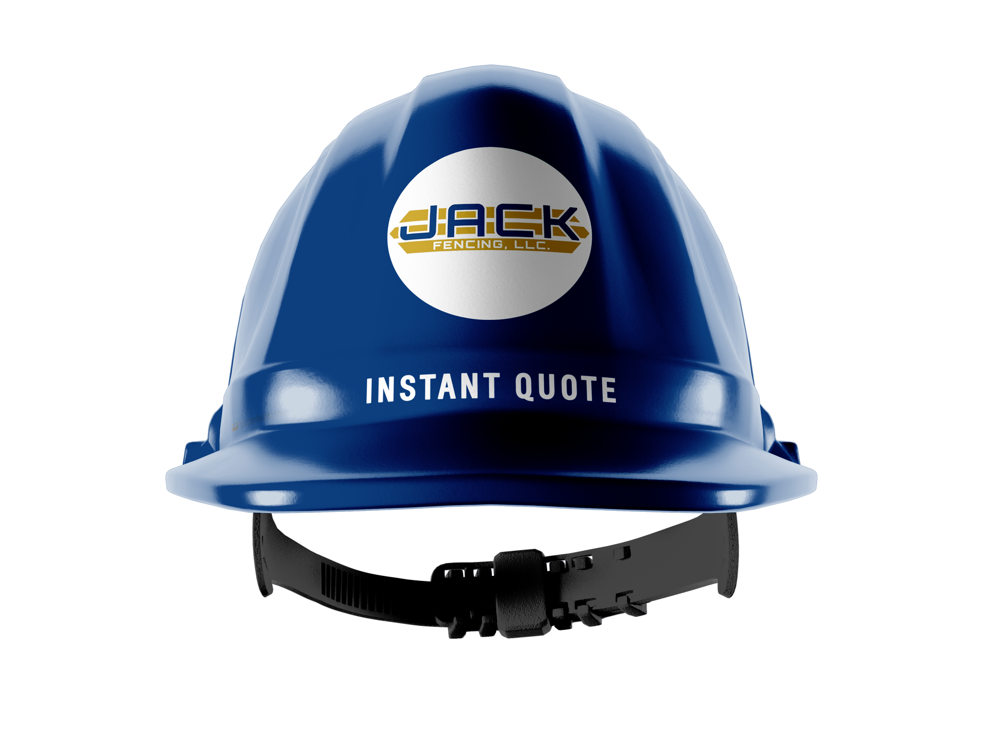 A blue hard hat with the words instant quote on it