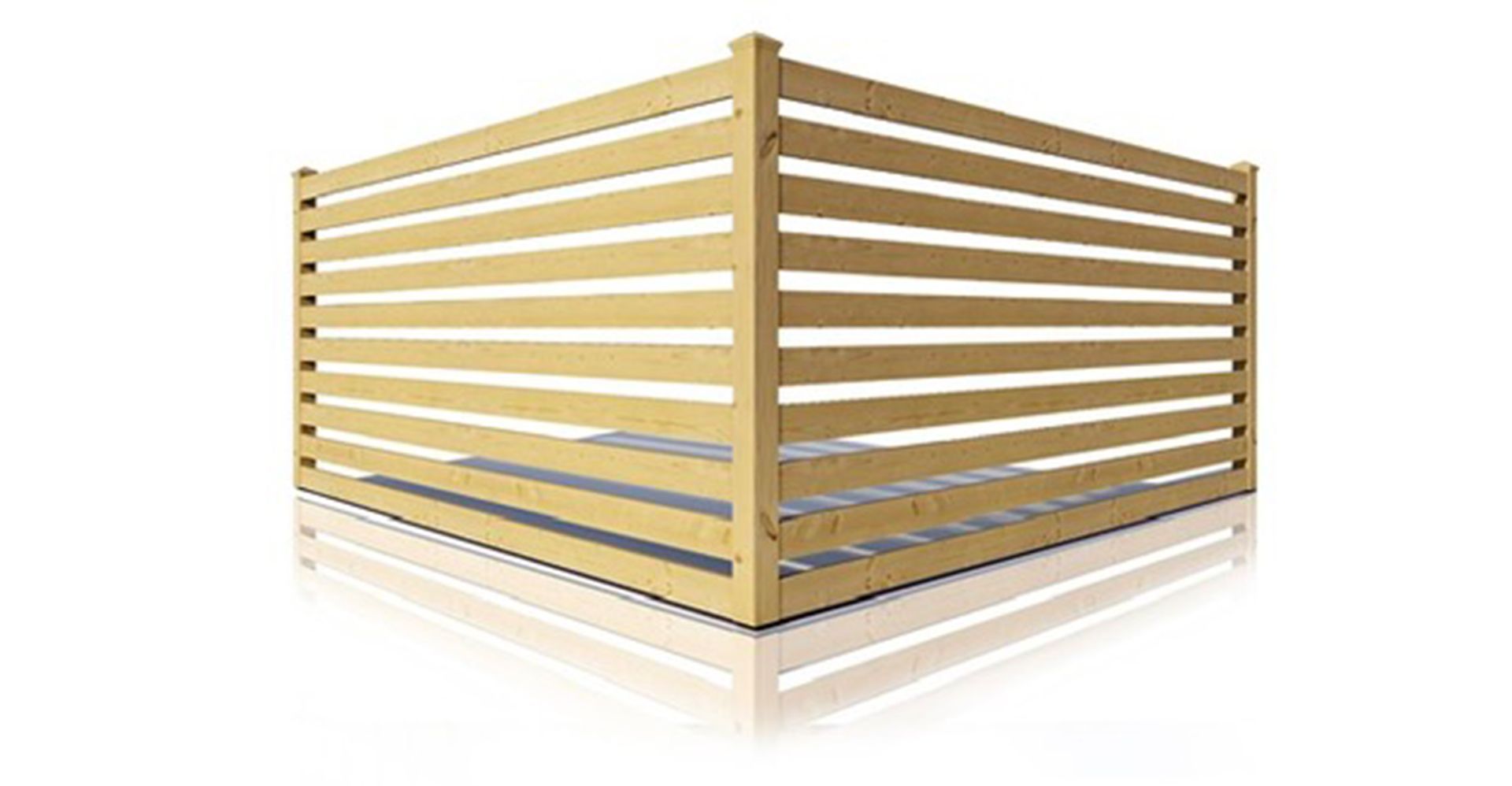 A wooden fence is sitting on top of a white surface.