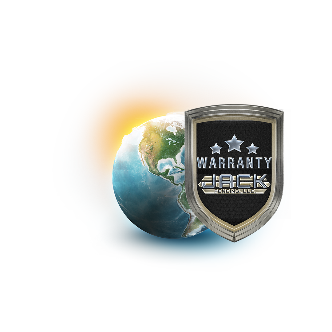 A shield with the word warranty on it is sitting next to a globe.