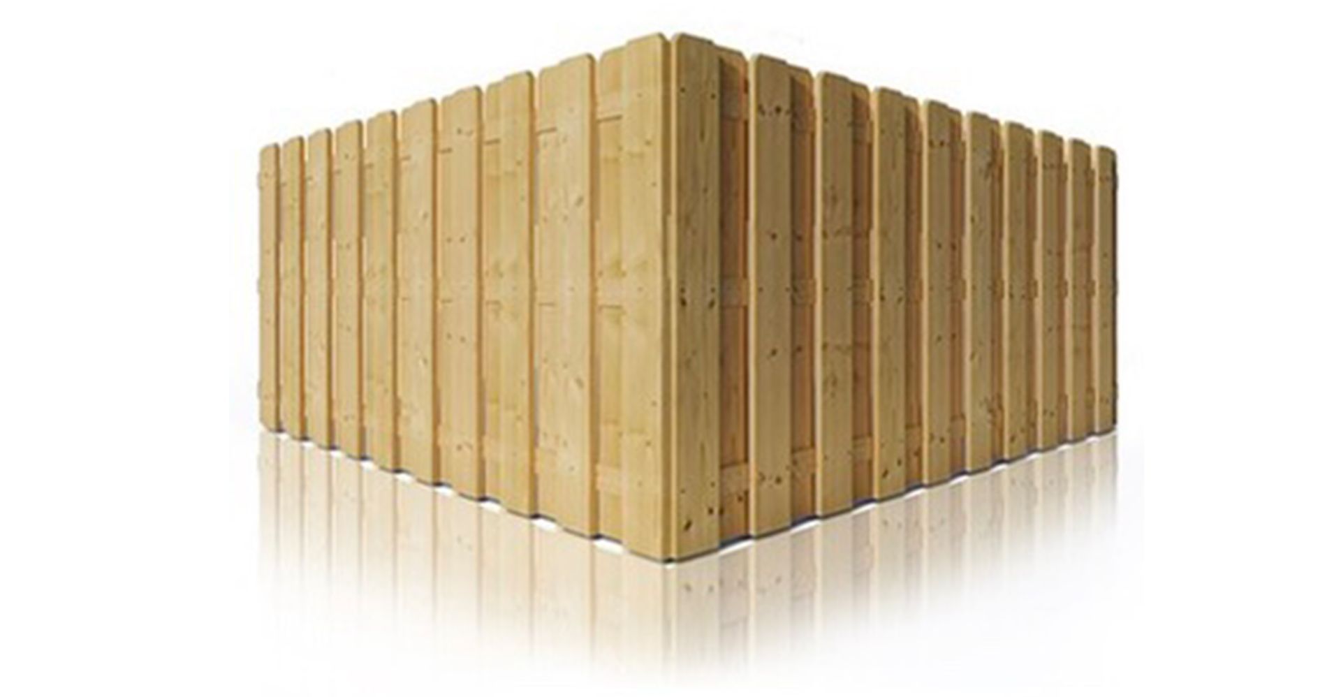 A wooden fence is sitting on top of a white surface.