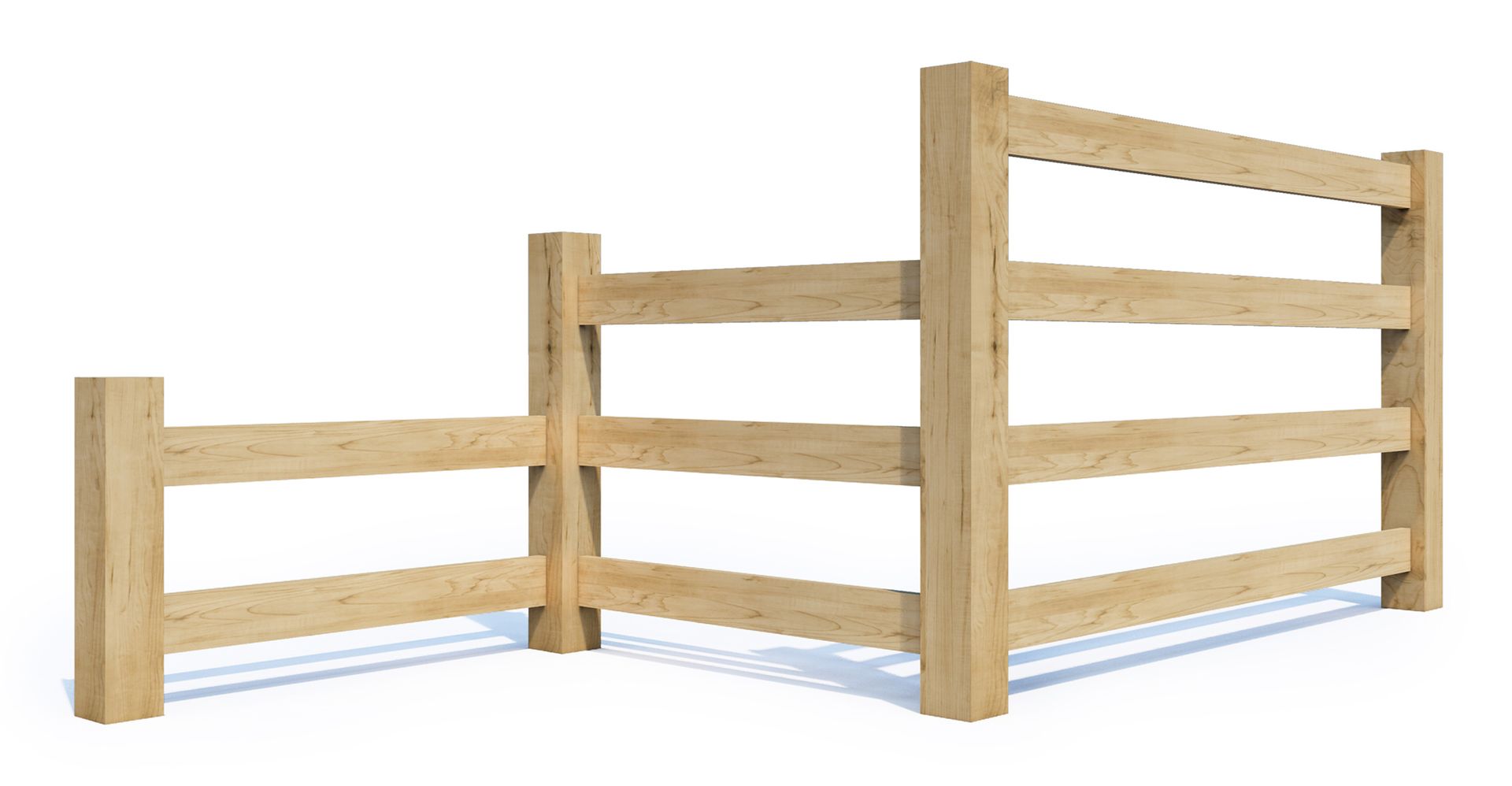 A 3d rendering of a wooden fence on a white background.