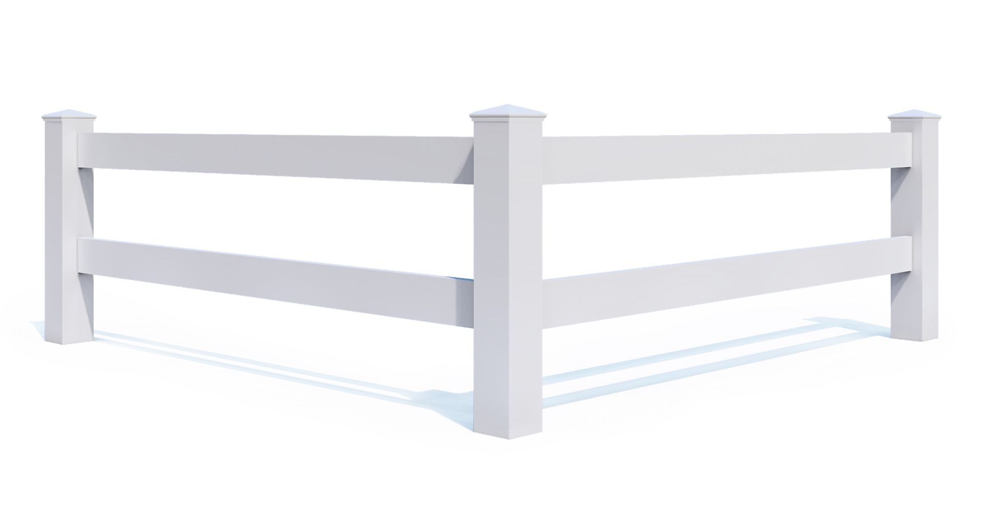 A white wooden fence on a white background.