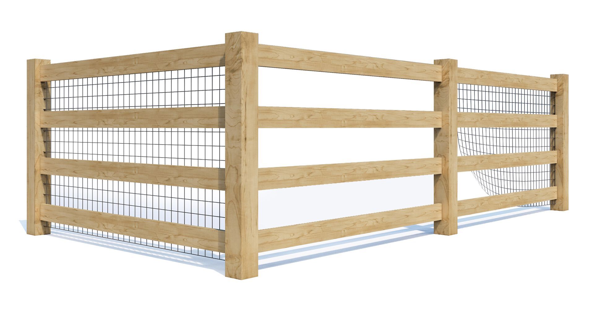 A 3d model of a wooden fence on a white background.