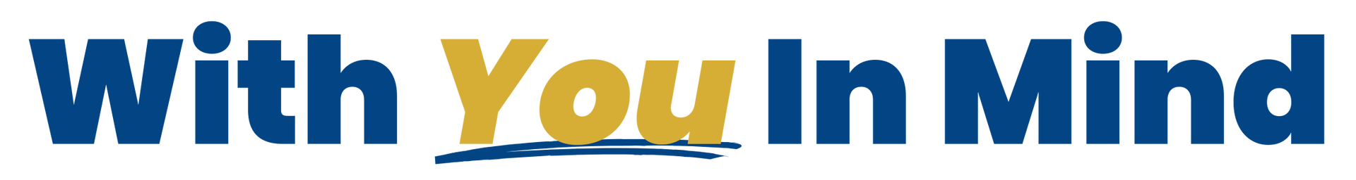 A blue and yellow logo that says with you in mind