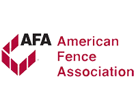 The logo for the american fence association is red and black.