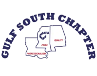 A logo for the gulf south chapter with a map of louisiana