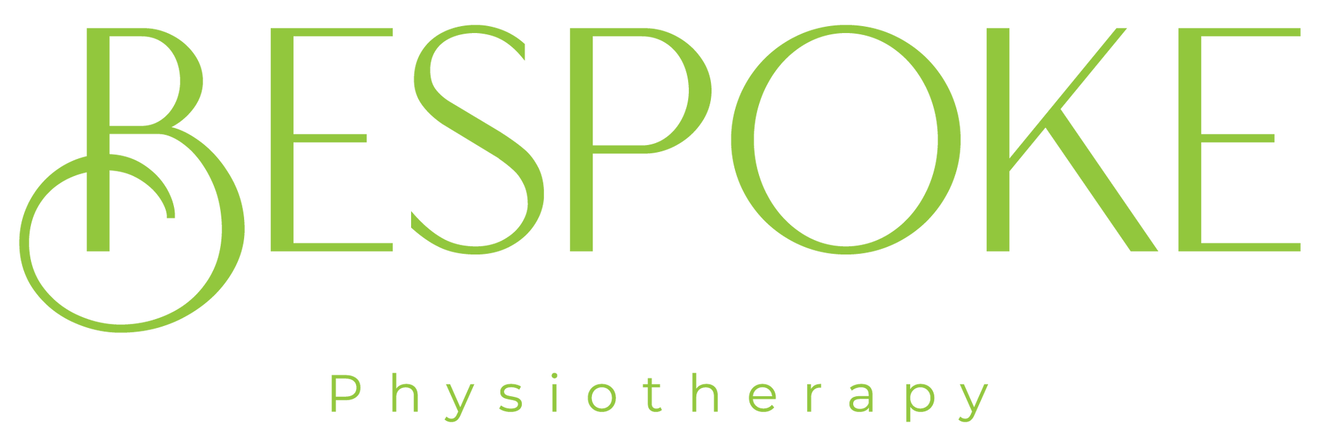 The logo for bespoke physiotherapy is green and white.