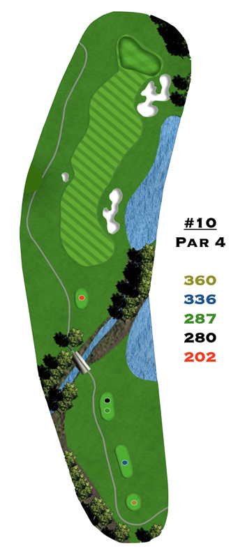 A picture of a golf course with the number 10 on it