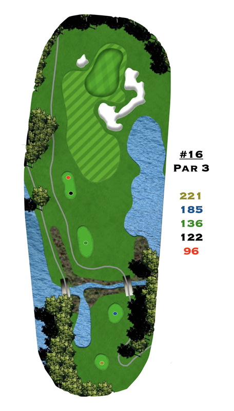 A map of a golf course shows the par 3